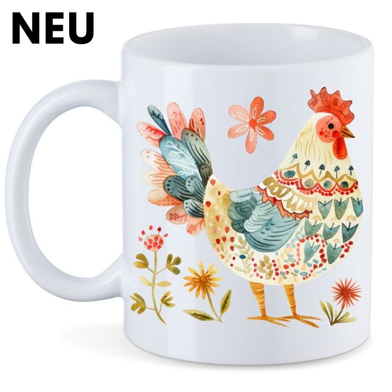 Keramiktasse Eifel - Hühner