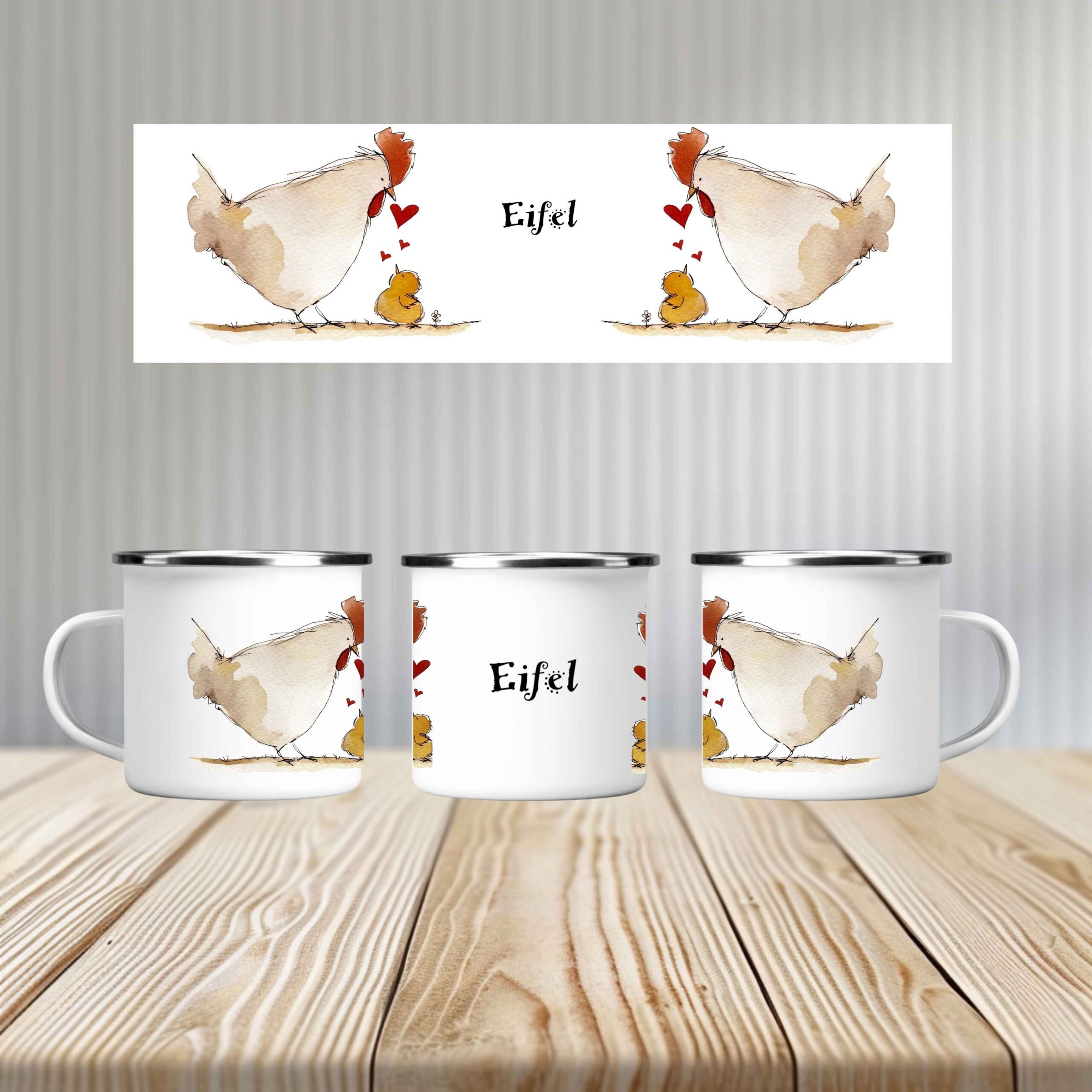 Emailletasse Eifel - Huhnliebe – Bild 2